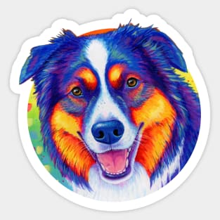 Rainbow Tricolor Australian Shepherd Dog Sticker